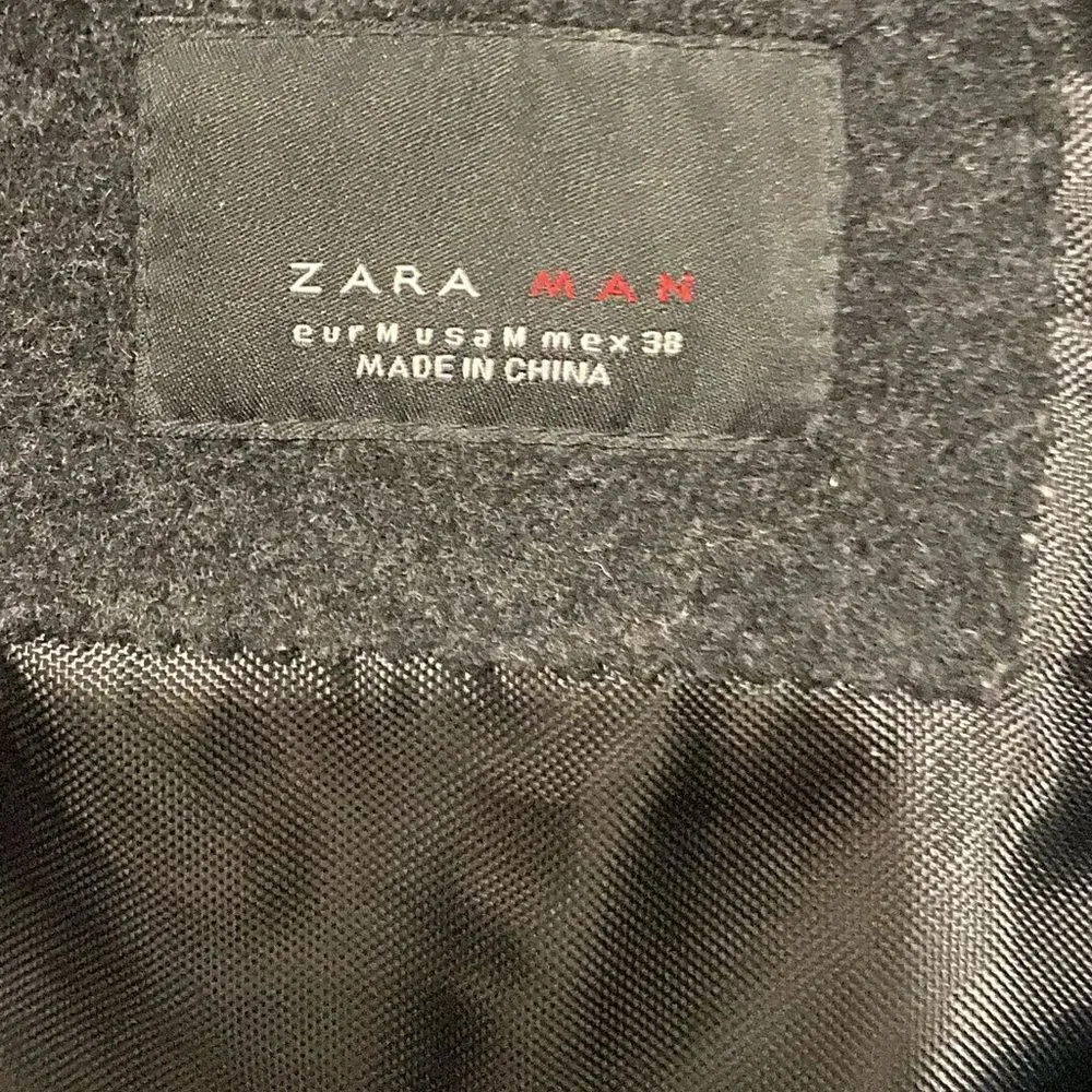 ZARA MAN Black Wool Blend Heavy Coat Size M
